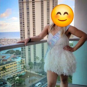 White sequin fringe dress